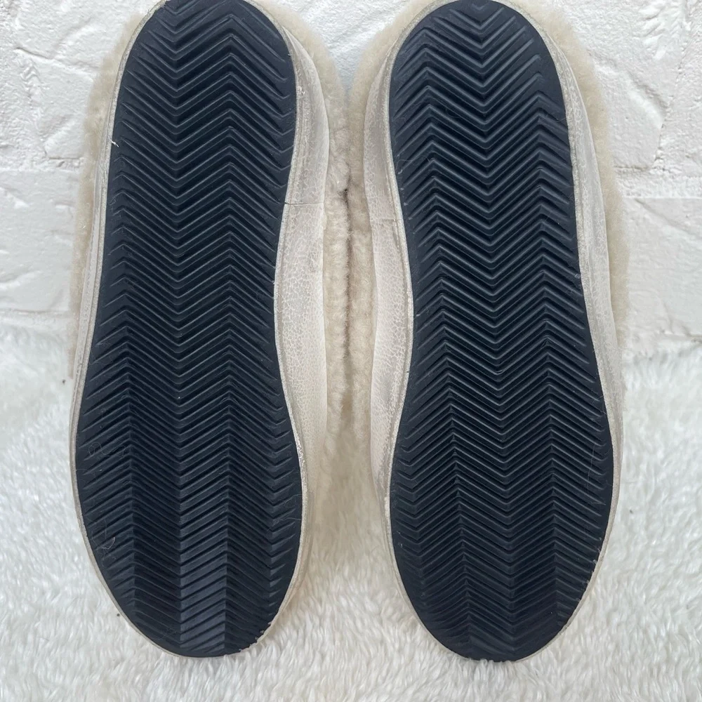 New Golden Goode Super-Star Beige Shearling Silver Glitter Star Sneakers Size 37 - Picture 11 of 12